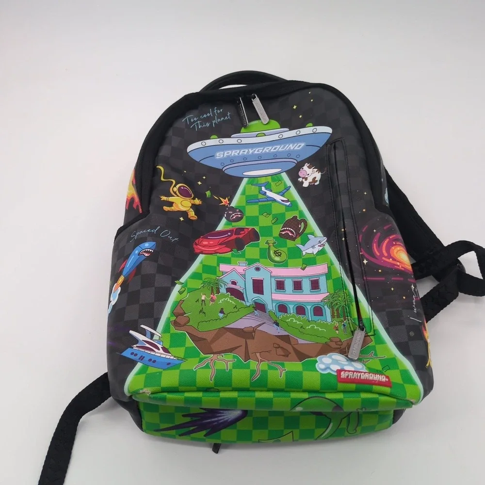 Sprayground UFO Alien Backpack Black Graphic Streetwear Bookbag LXSV B5063